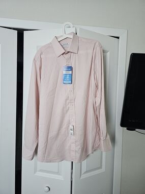 Haggar Men's Pink Dress Shirt - Classic Long Sleeve